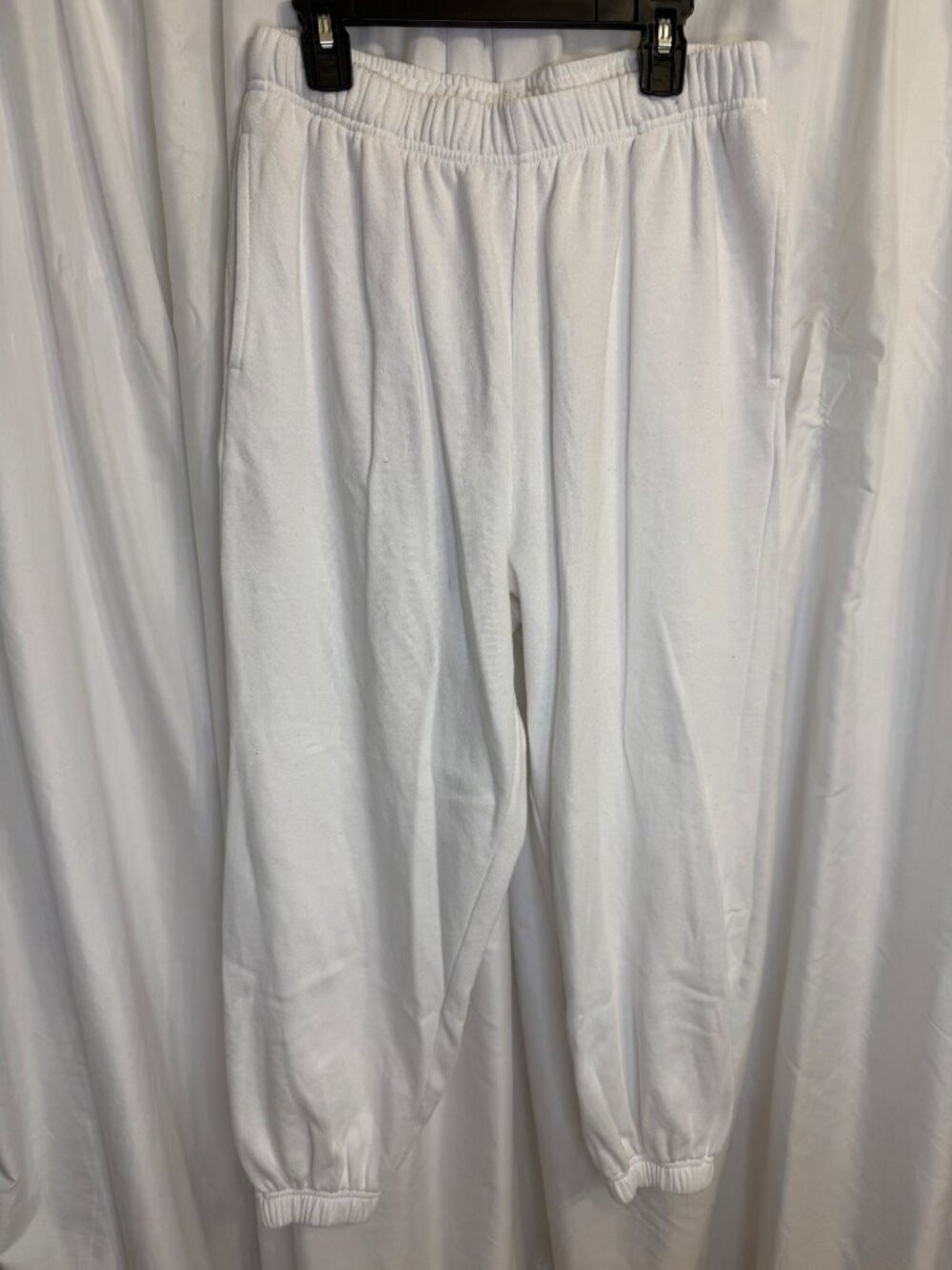 Garage White Jogger Sweatpants Cotton Blend Elastic Waistband P/S